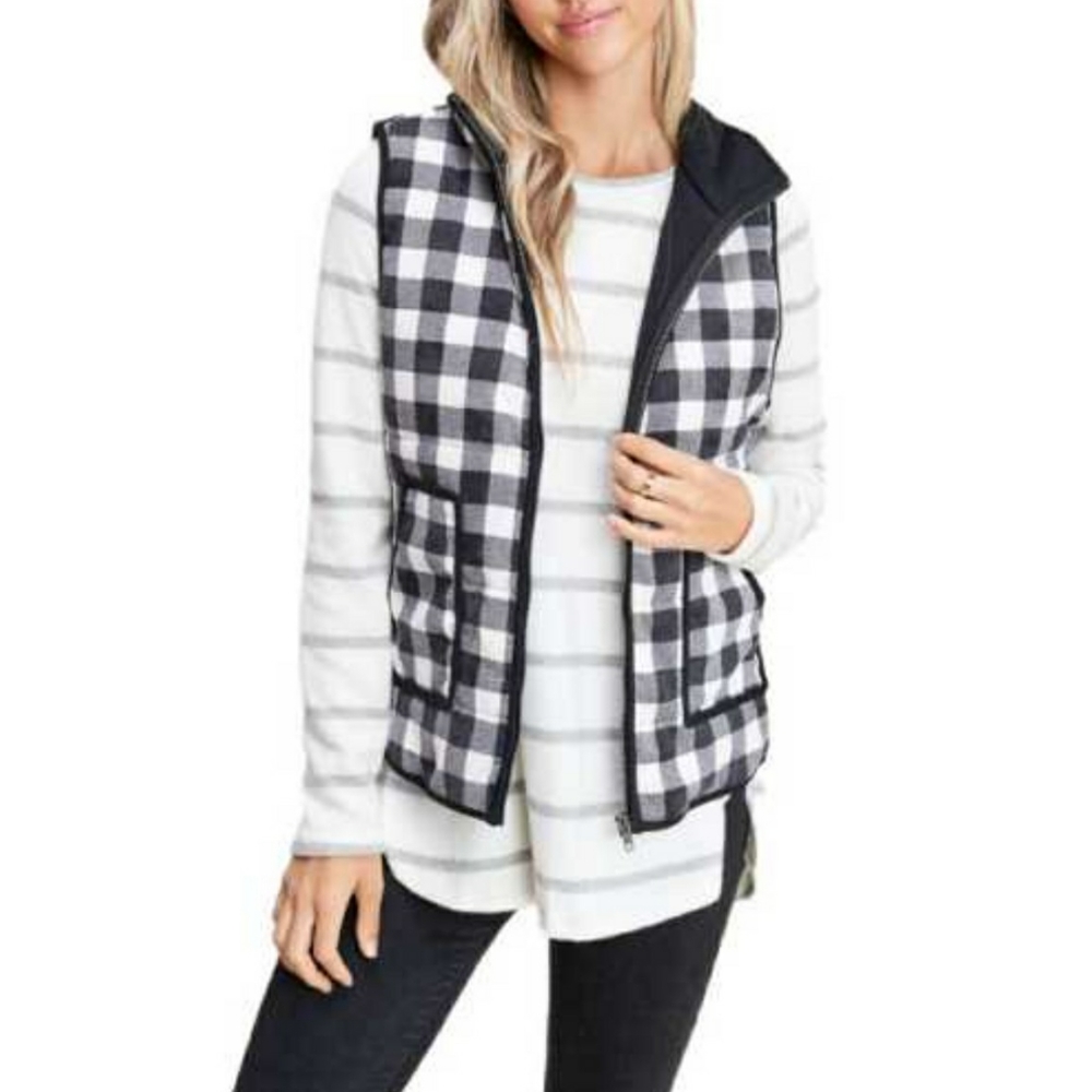 NWT Women's Staccato High Neck Plaid Vest Sz Small